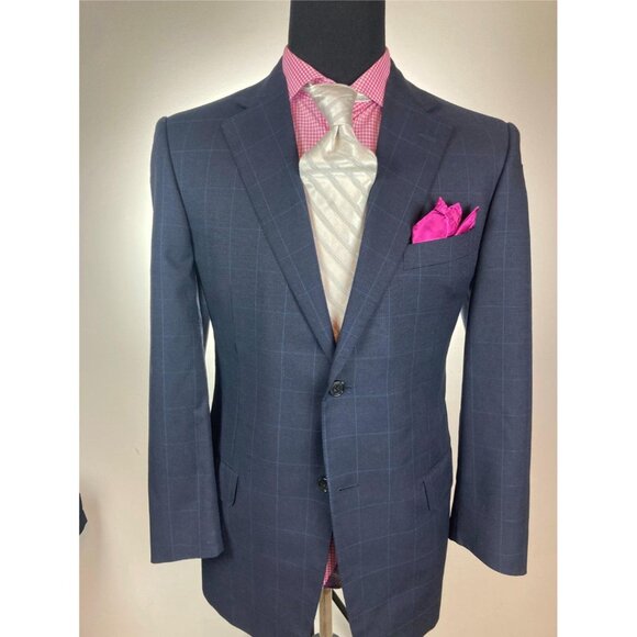 Ermenegildo ZEGNA 2-Button Mens Suit Navy Windowpane 40 R e50 - Picture 1 of 7